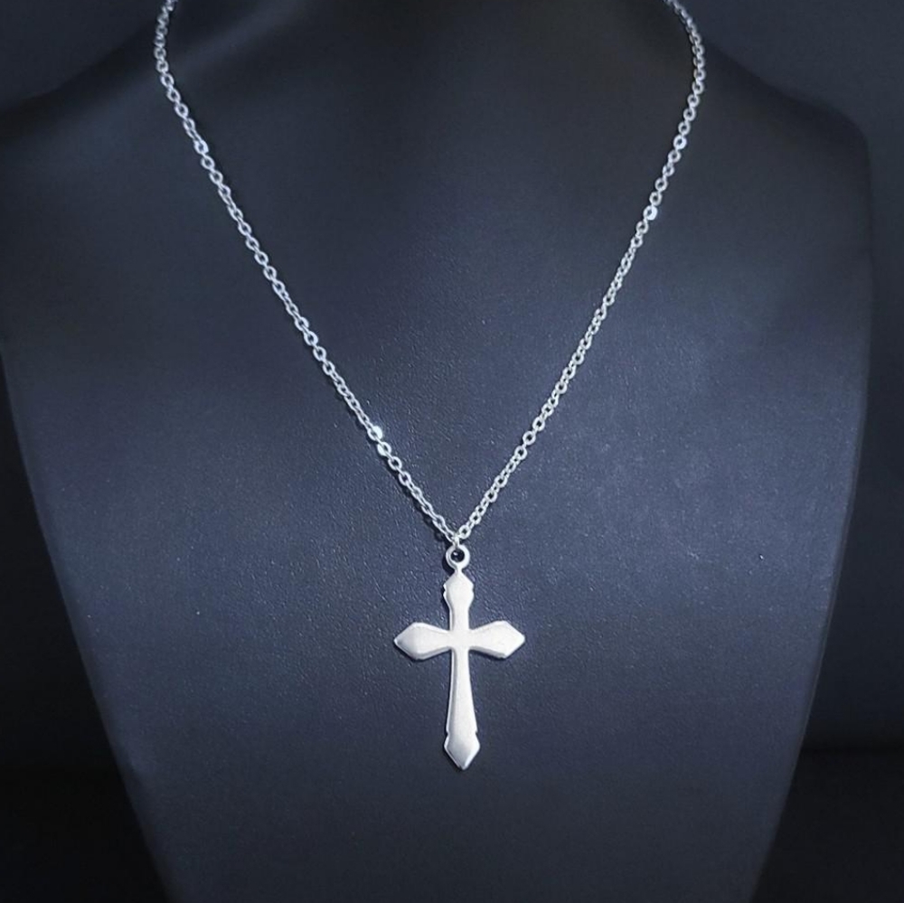 16" Stainless Steel Cross Necklace 016